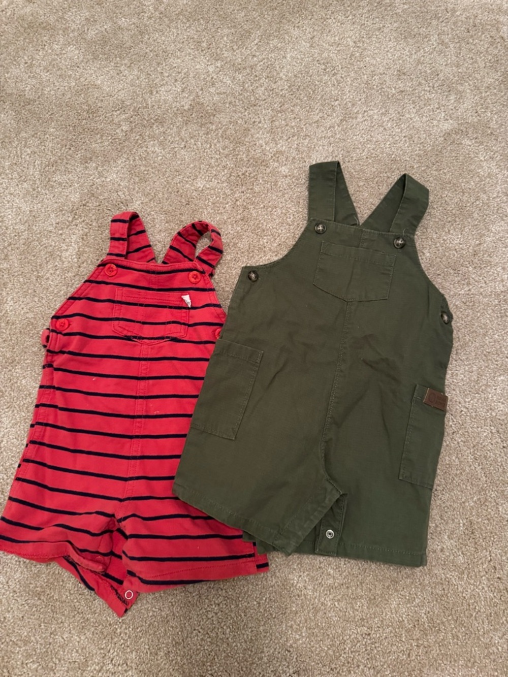 Carters Overalls - Striped Red - green Shortalls for Kids